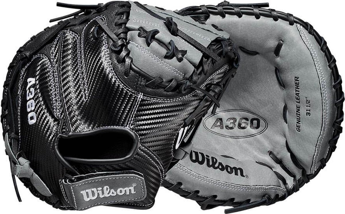 Honkbal Catcher Handschoen - A360 - Kinderen - (zwart/grijs) - 13,5 inch