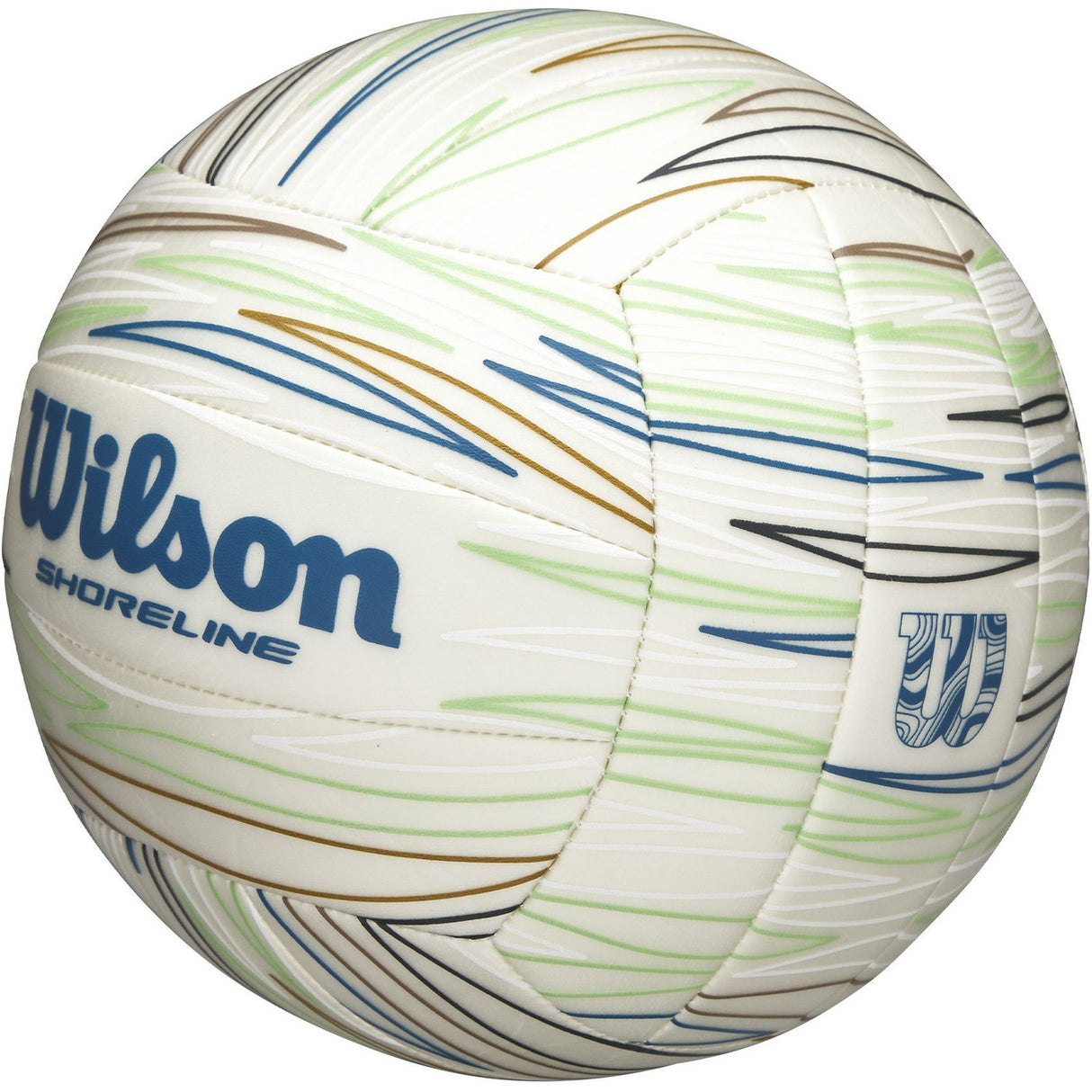 Wilson - Volleybal - Shoreline - Gen Green - Beach Volleybal - Milieuvriendelijk & Comfortabel - Wit/Blauw - Incl. Oppomp Naaldventiel