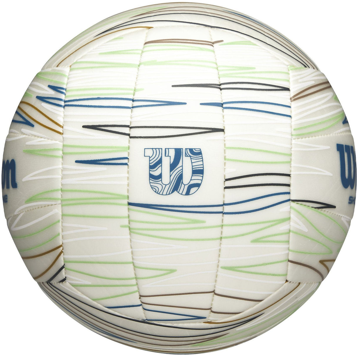 Wilson - Volleybal - Shoreline - Gen Green - Beach Volleybal - Milieuvriendelijk & Comfortabel - Wit/Blauw - Incl. Oppomp Naaldventiel