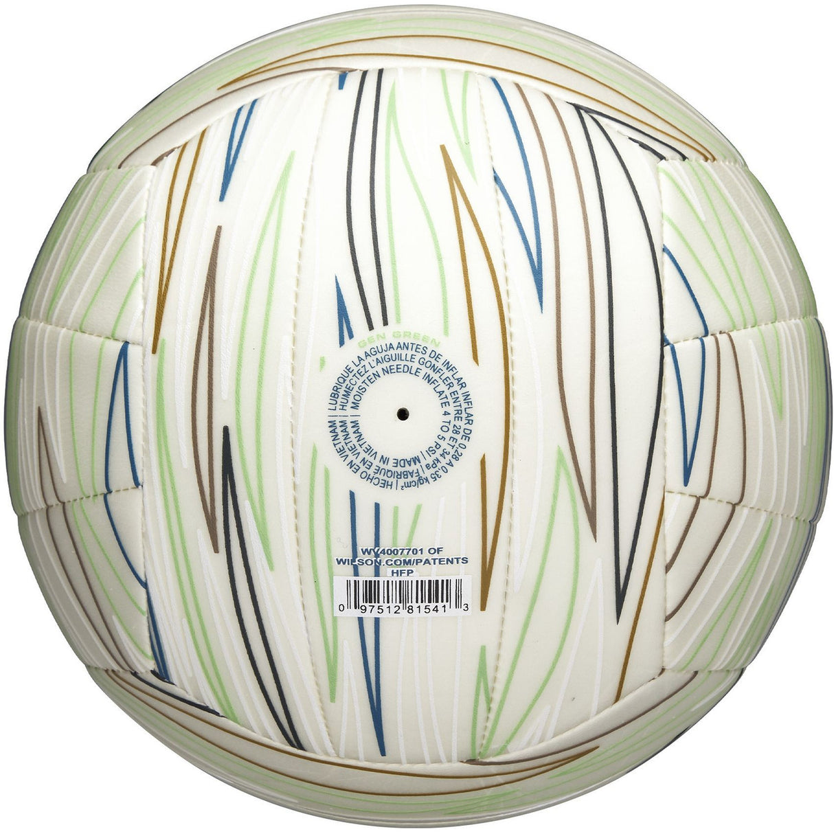 Wilson - Volleybal - Shoreline - Gen Green - Beach Volleybal - Milieuvriendelijk & Comfortabel - Wit/Blauw - Incl. Oppomp Naaldventiel