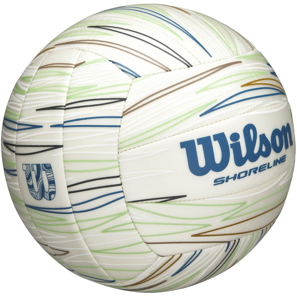 Wilson - Volleybal - Shoreline - Gen Green - Beach Volleybal - Milieuvriendelijk & Comfortabel - Wit/Blauw - Incl. Oppomp Naaldventiel