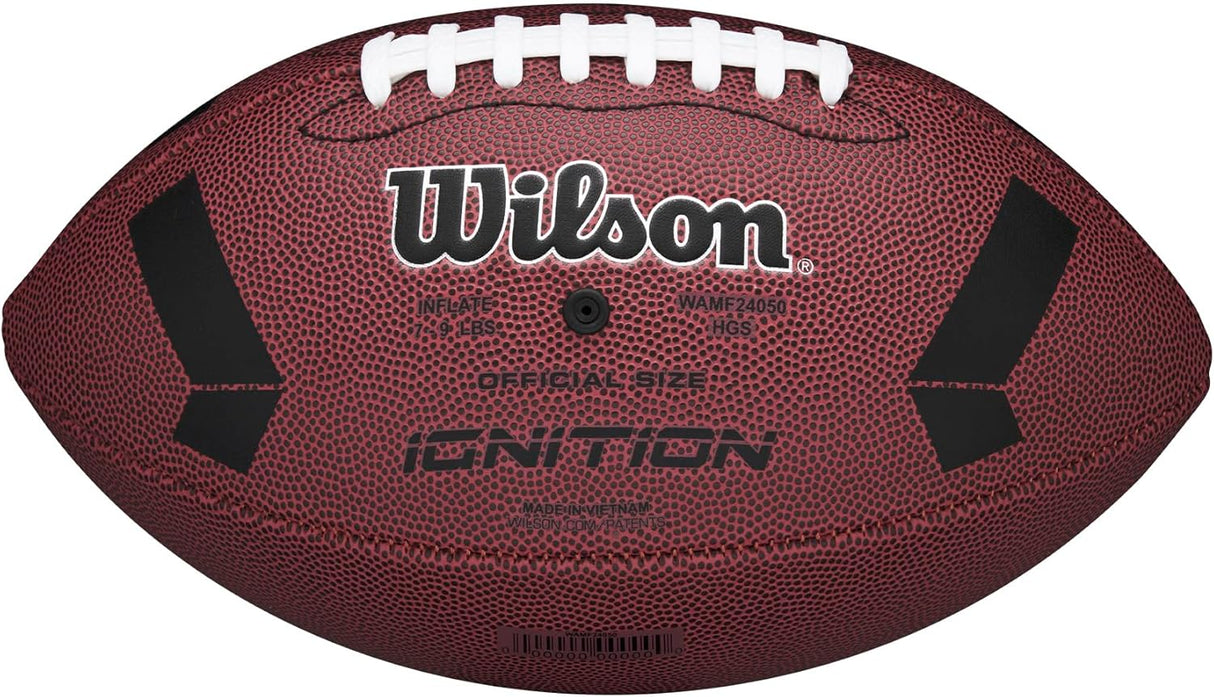 Wilson - NFL - American Football - Ignition - Official Size - Bruin - Inclusief Opblaas Naaldventiel