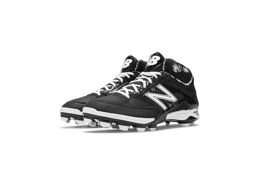Baseball Shoes - Mid High - Plastic Spikes - Black/White - US 13