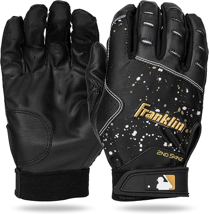 Franklin - Honkbal - MLB - Slaghandschoentjes - 2nd Skinz Drip - JEUGD Versie - Zwart/Goud - Sport Baseball/Softball - JEUGD Large