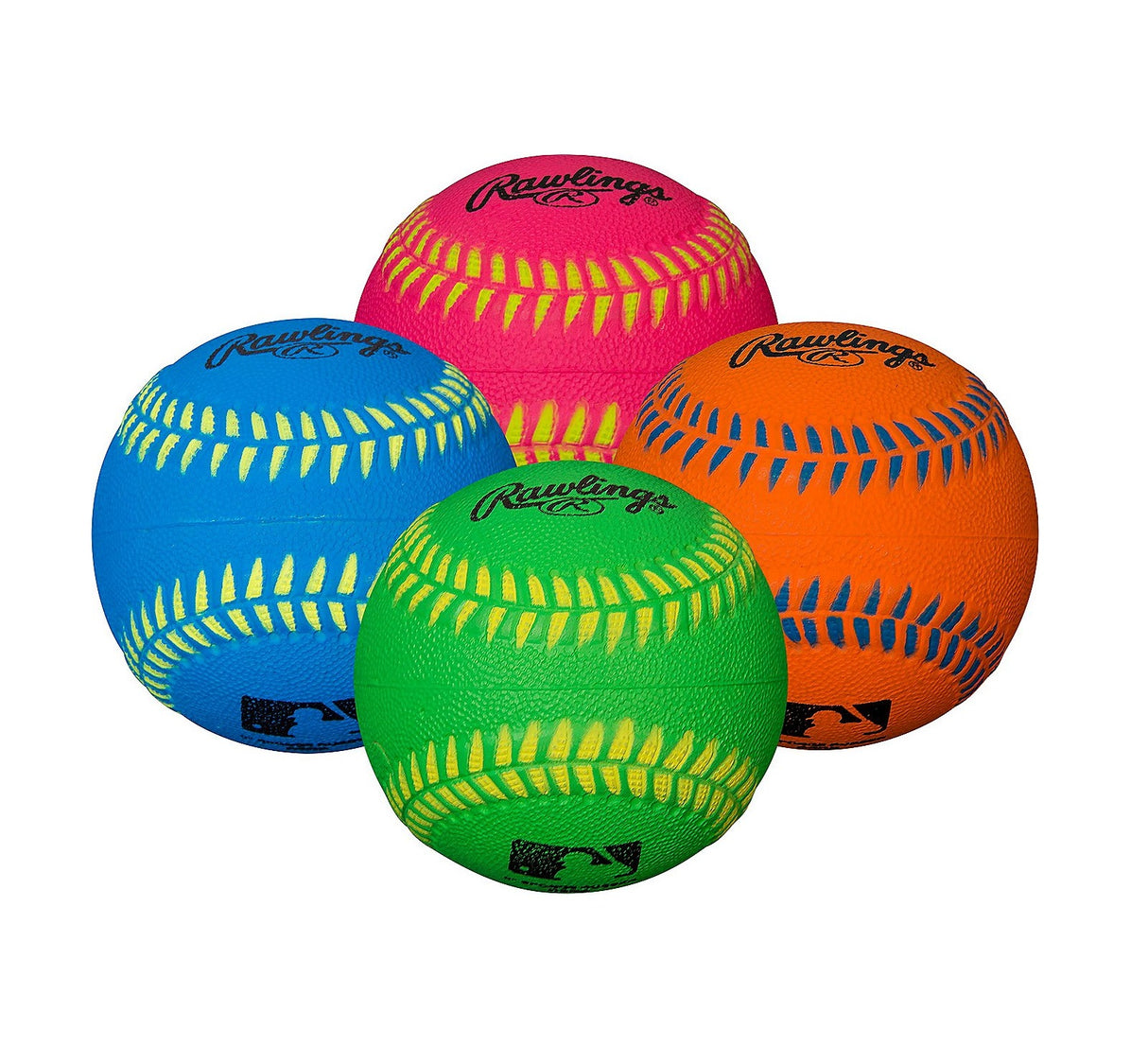 24 stuks - Rawlings - Sponge Rubber Honkballen - in 4 Neon Kleuren - 9 inch