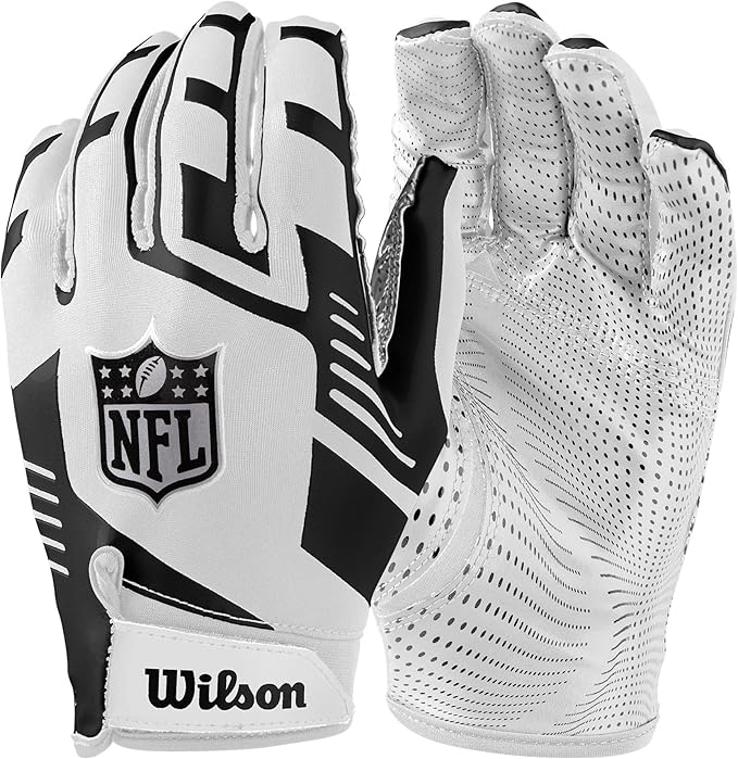 Wilson - NFL - Stretch Fit - Youth - American Football - Receiver Gloves - Wit/Zwart - Jeugd Maat - One Size