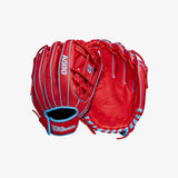 Wilson - Honkbalhandschoen - A500 - Jeugd - Rood - 11,5 inch - Voor Linkshandige Werper (LHT)