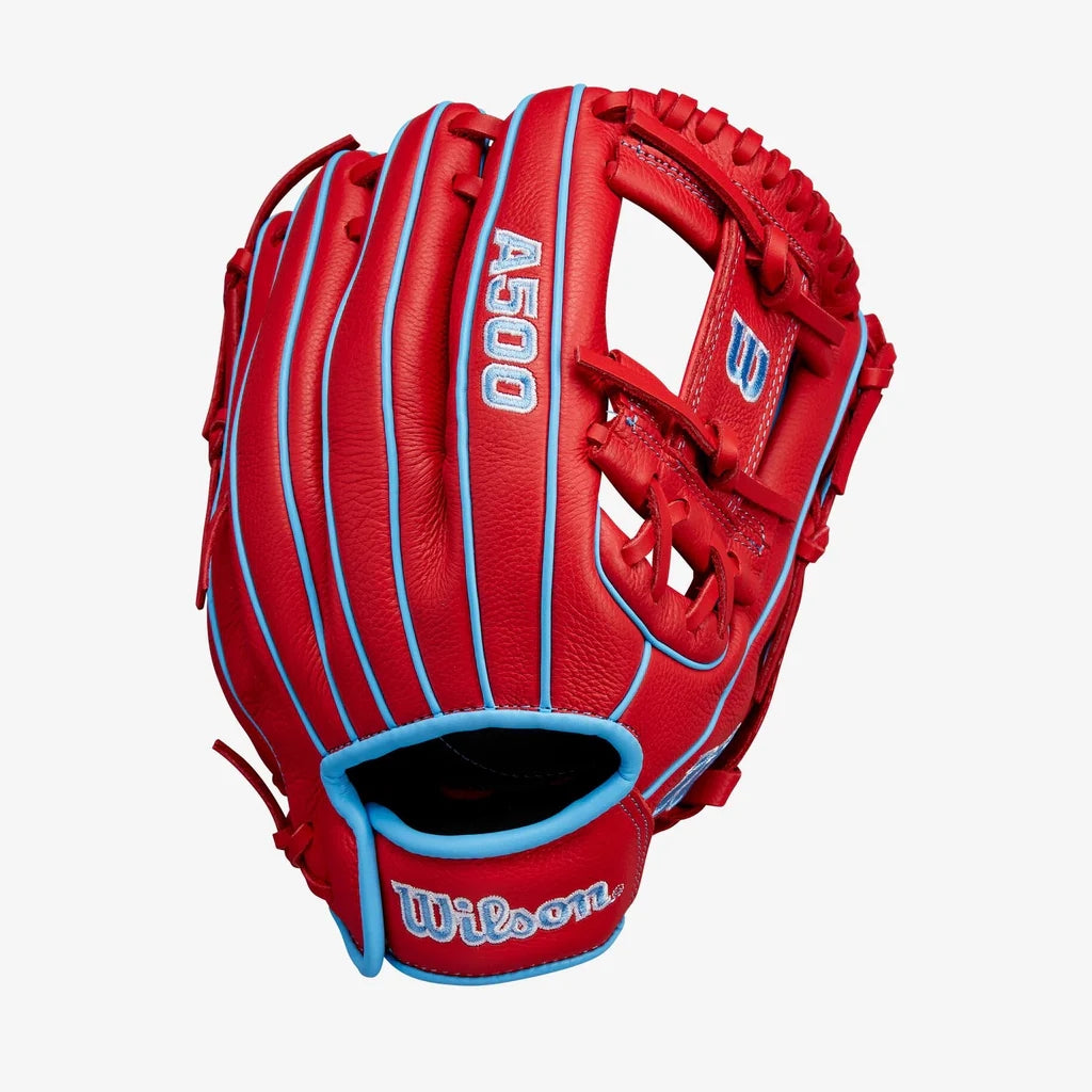 Wilson - Honkbalhandschoen - A500 - Jeugd - Rood - 11,5 inch - Voor Linkshandige Werper (LHT)
