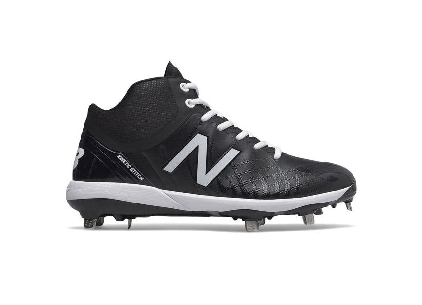 Chaussures de baseball / softball - pointes en métal - mi-hautes - (noir/blanc) - US 10