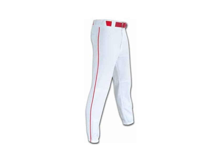 Nylon-Baseballhose – Herren – Jugend – Weiß mit roten Paspeln